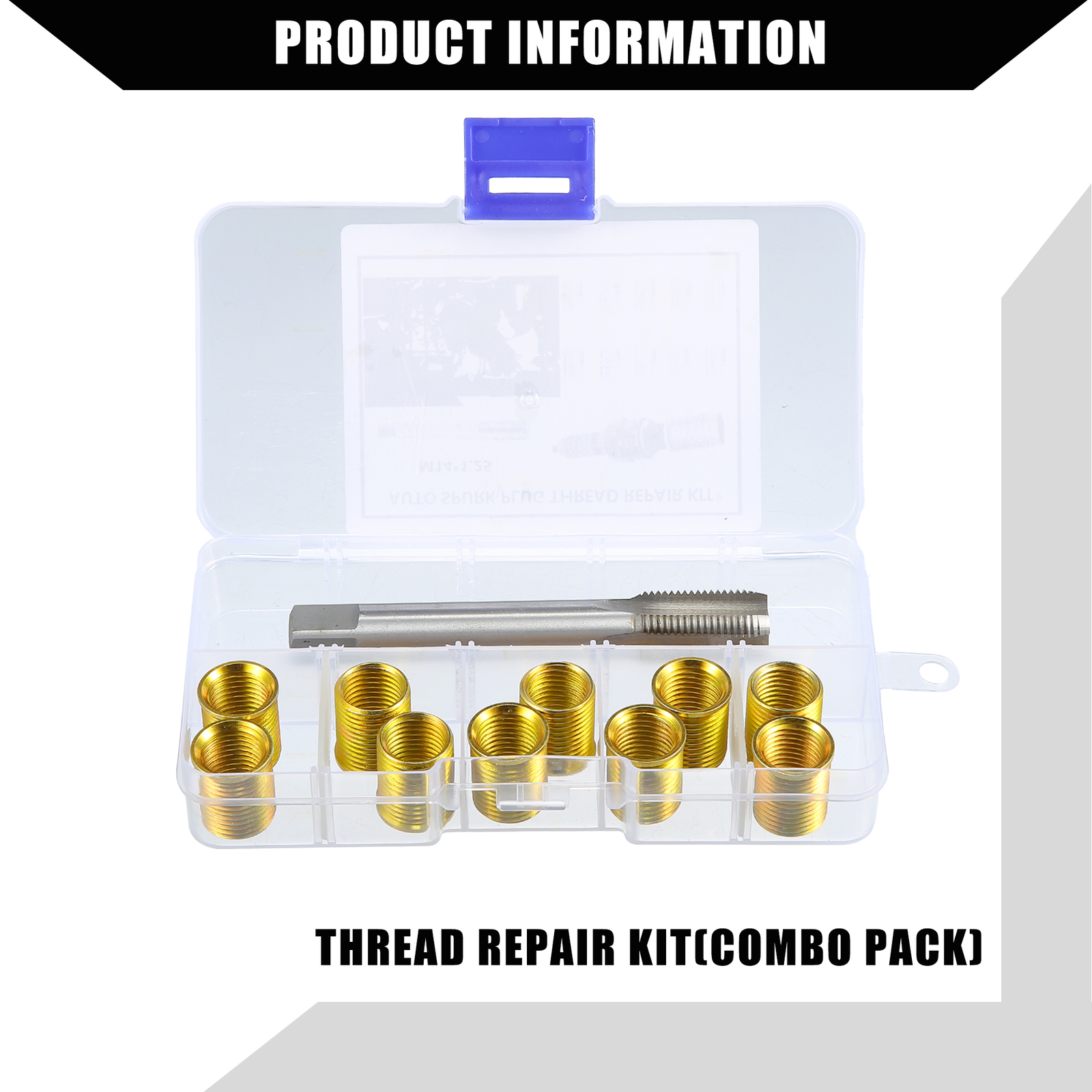 Universal 1Set Spark Plug Thread Repair Tools W/ M12x1.25 Inserts & M14x1.25 Tap
