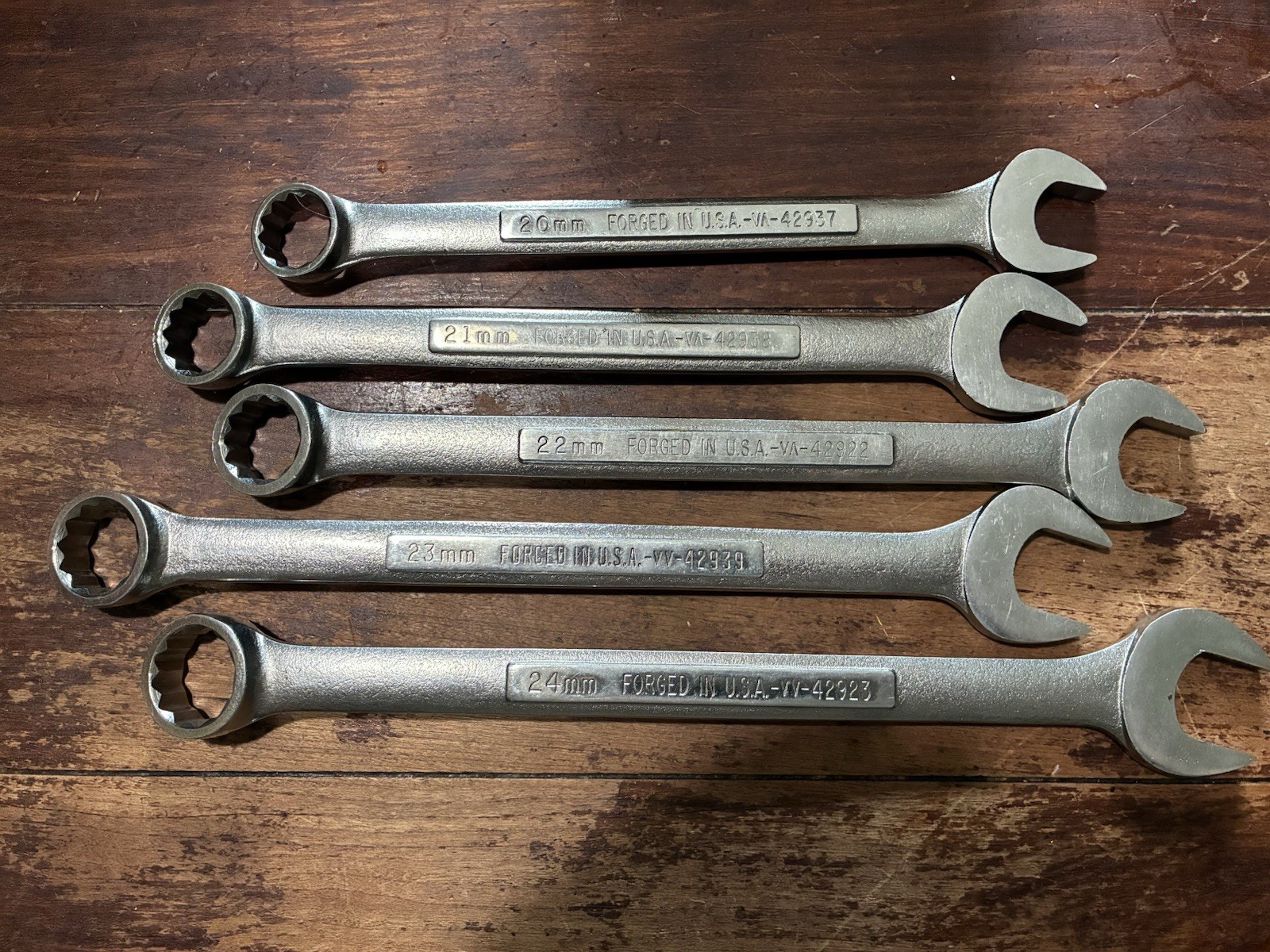 Craftsman Tools USA 5pc 20mm-24mm Large Metric Combination Wrench Set Used