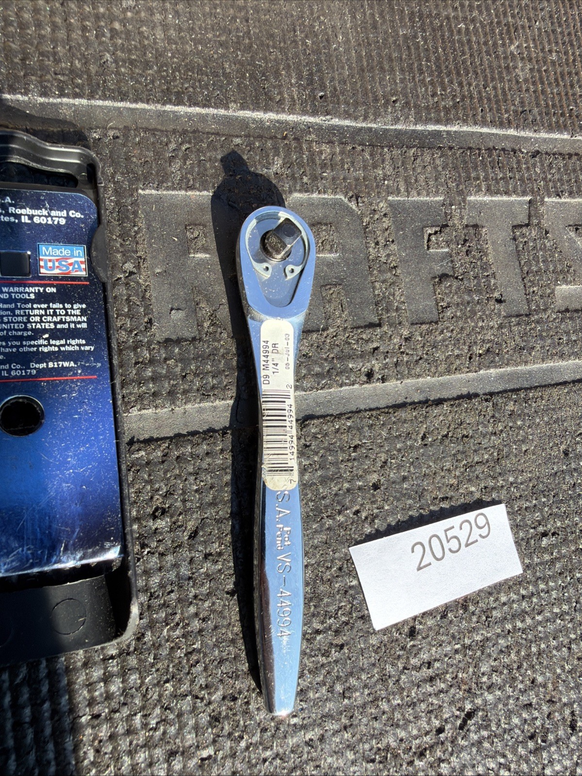 Sears Craftsman USA Nos 1/4” Drive Thin Profile FULL Polished Ratchet 44994 Vs
