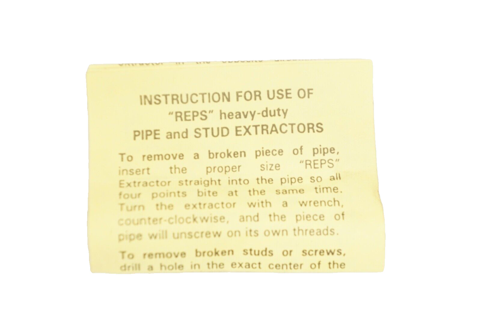 WALTON #2 REPS PIPE EXTRACTOR 50002 For Broken Pipe: 1/4″ Stud 1/2″ Screw
