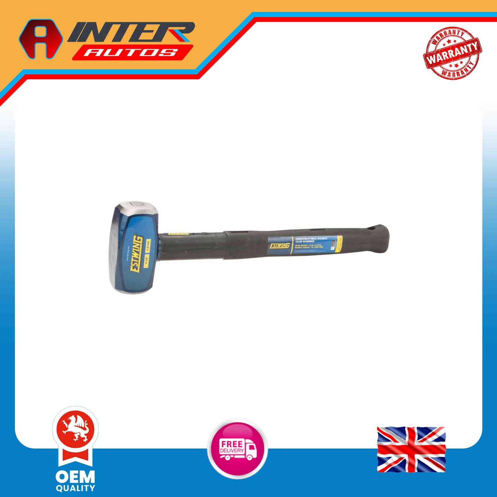 Draper Estwing ECH-416X Indestructible Shaft Club Hammer, 1.8kg-4lb, 400mm 31326