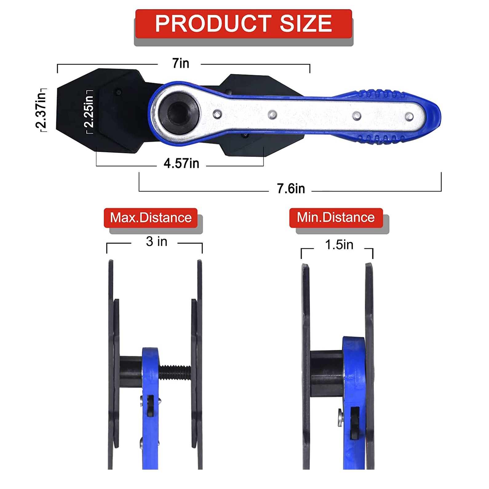 Brake Caliper Press Tool 360° Ratchet Expander Wrench Car Wheel Piston Spreader