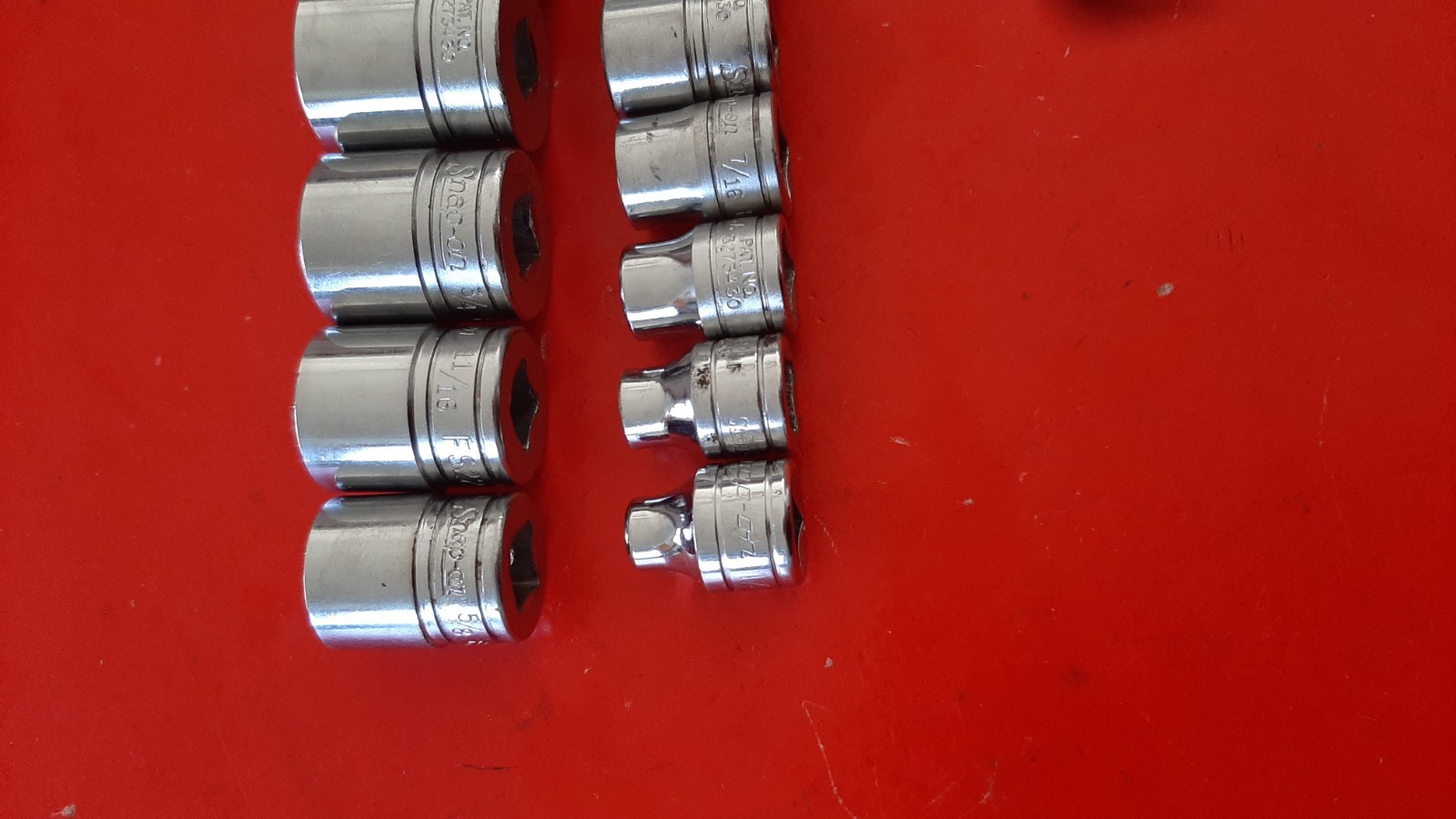 Snap-On FS 10-Pc. 5/16″ – 7/8″ SAE 3/8″ Drive 6pt Point Shallow Socket Set READ!