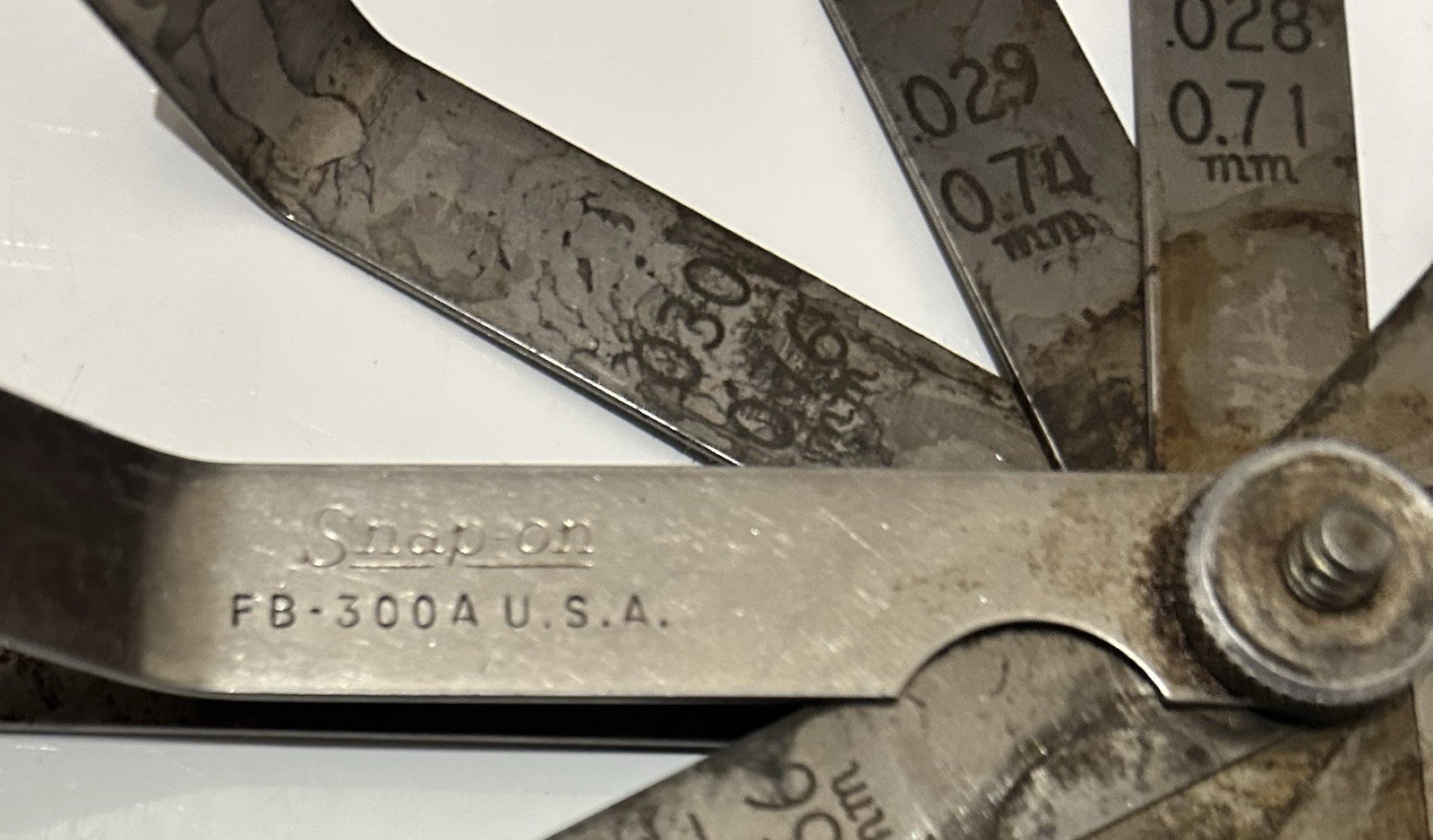 Snap-on FB-300A Offset Bent Blade Feeler Gauge Set 25 Blades USA Mechanical Tool