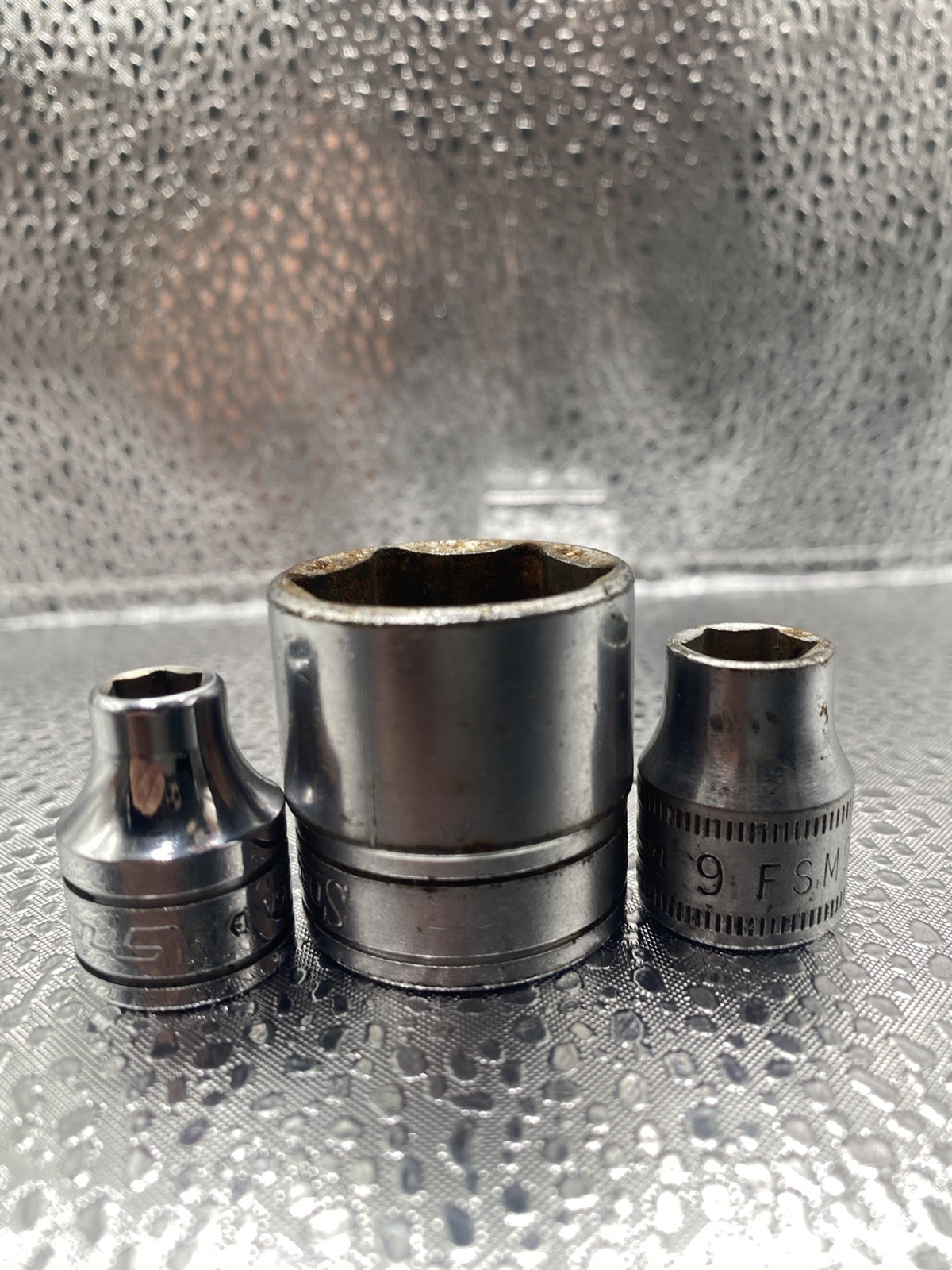 Bundle Lot of 3 Snap-On 3/8 Drive FS081 1/4″ Shallow Socket 9 FSM91 FS281 7/8