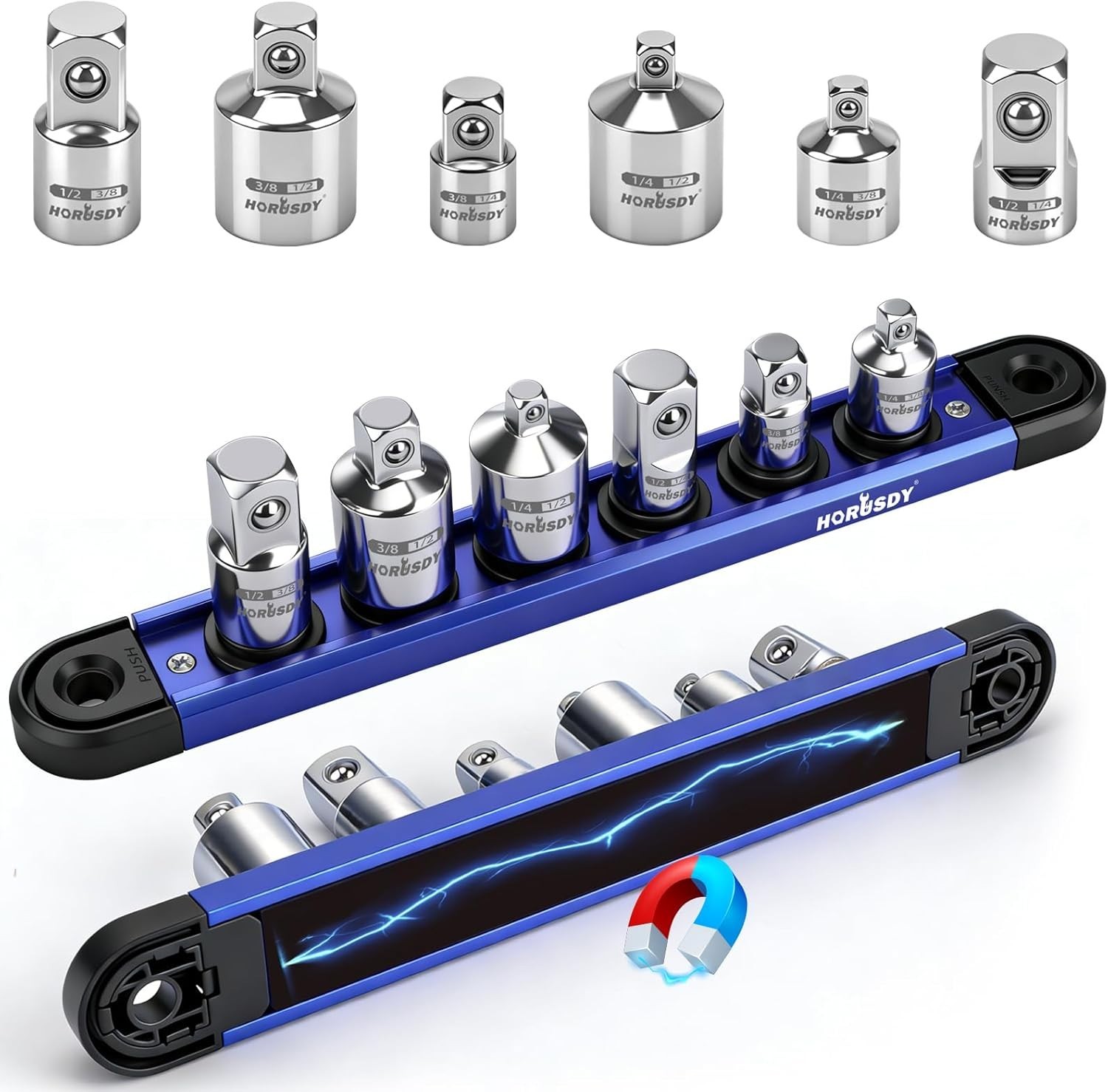 Piece Socket Adapter Set 1/4″ 3/8″ 1/2″ Drive Chrome Vanadium Steel