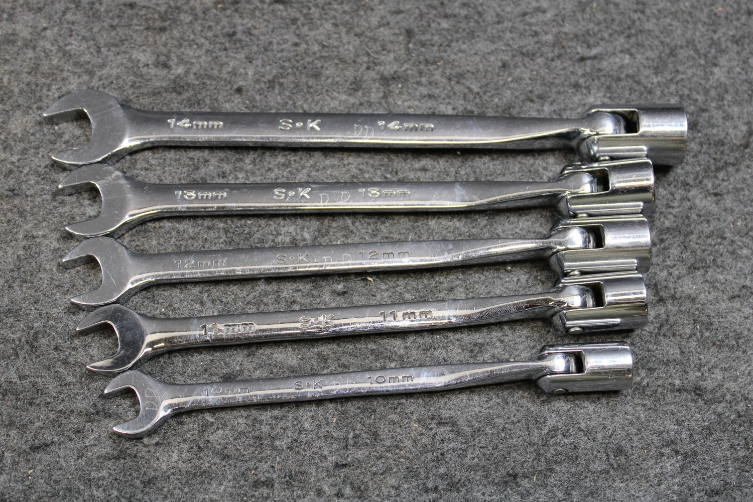SK Tools Metric Flex Head Combination Wrench Set 10mm-19mm w/Tray (458903)