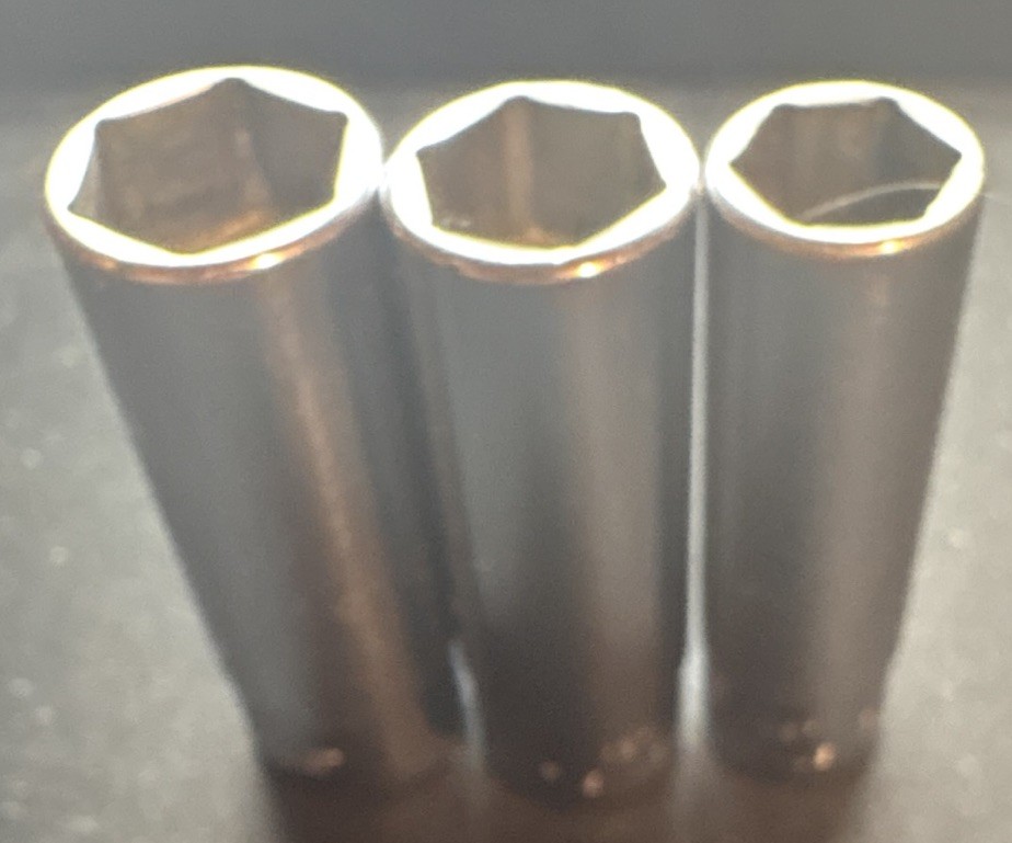 Snap-on USA 1/4” Drive Deep Socket Lot 7/16 1/2 9/16 Sequential SAE 3 Pc