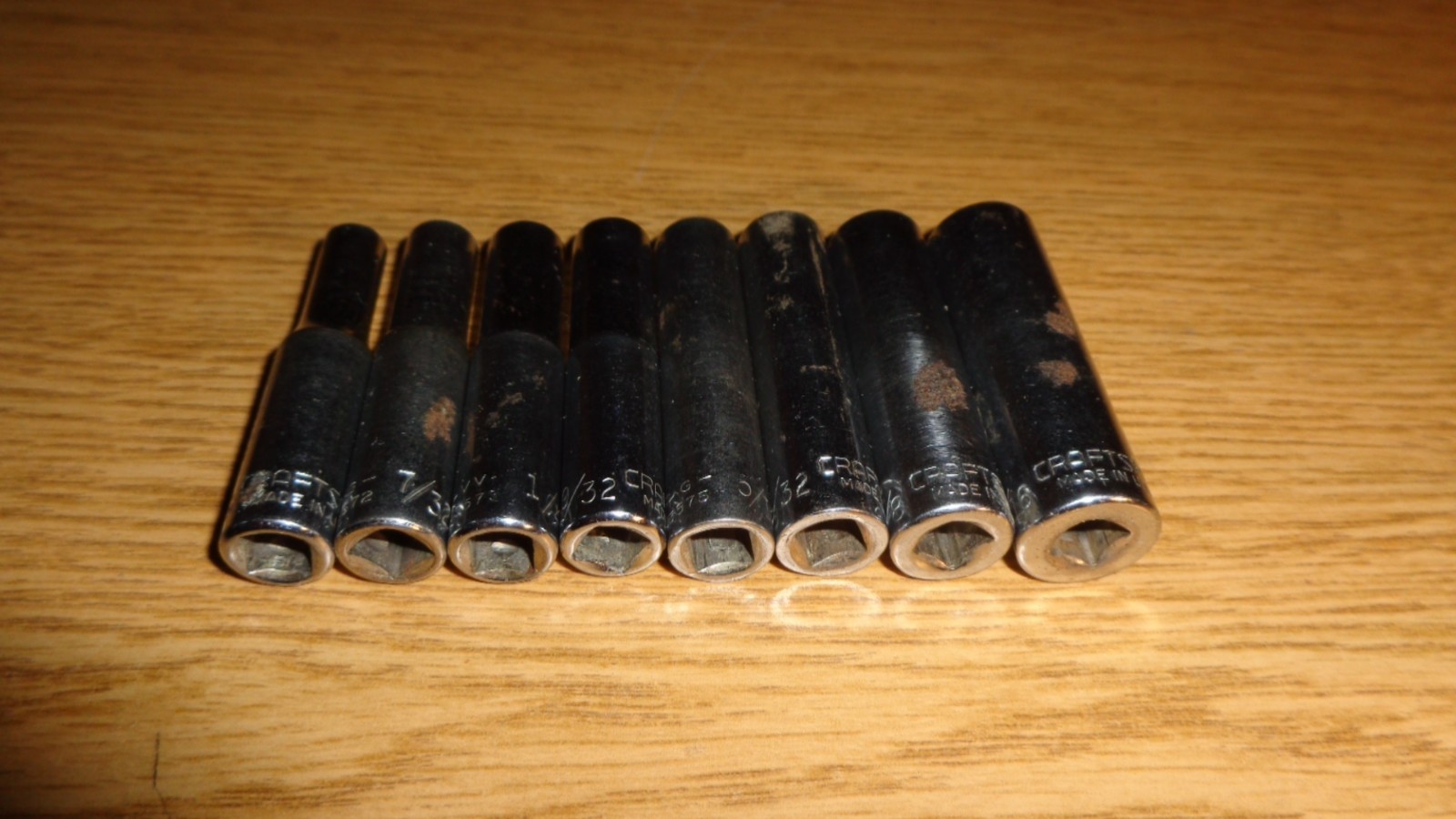 Vintage Craftsman 1/4″ Drive SAE Deep Socket Set 3/16″-7/16″ USA 8pc 2″ long