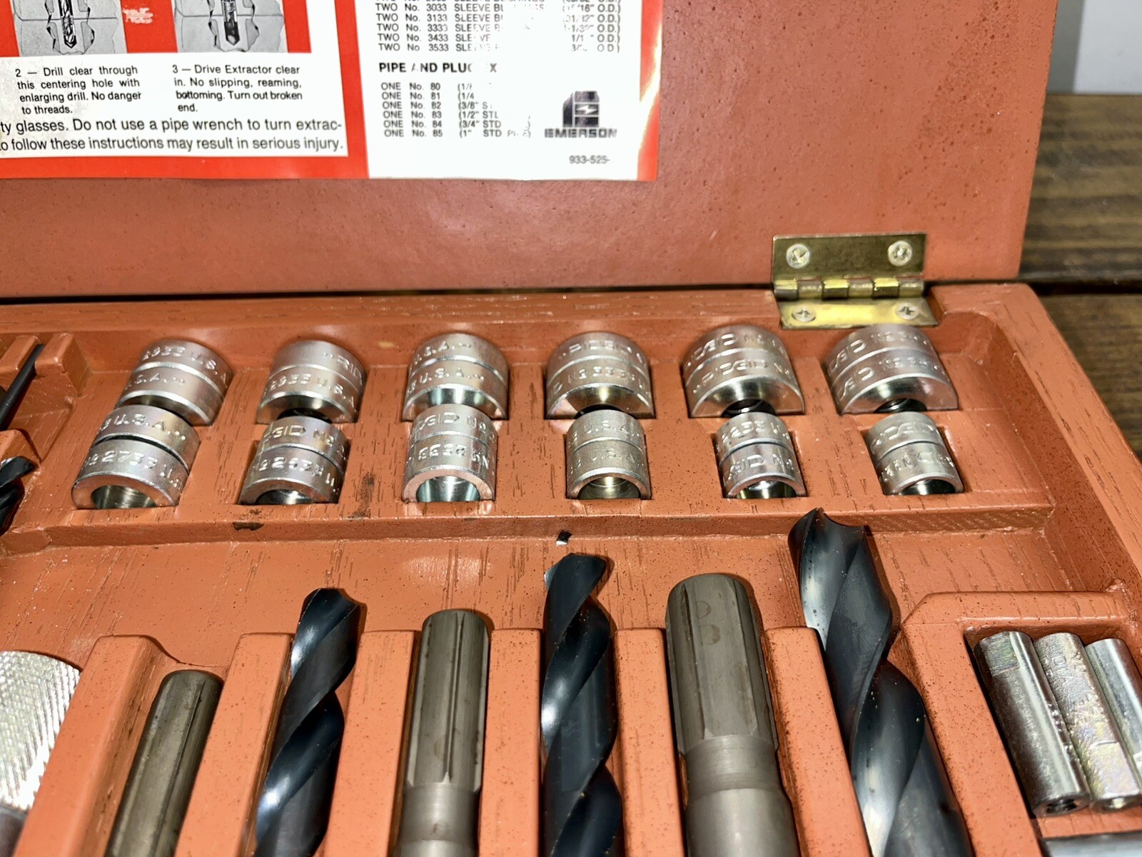 RIDGID 25 Screw and Pipe Extractor Set 35590 1-8 with illustration instructions