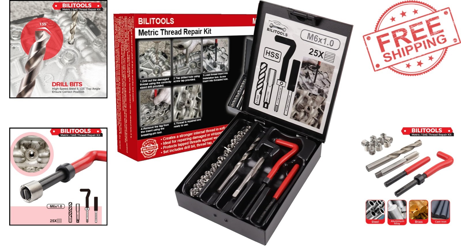 Professional HSS Drill Helicoil Repair Kit – M6x1.0 for Durable Thread Repairs
