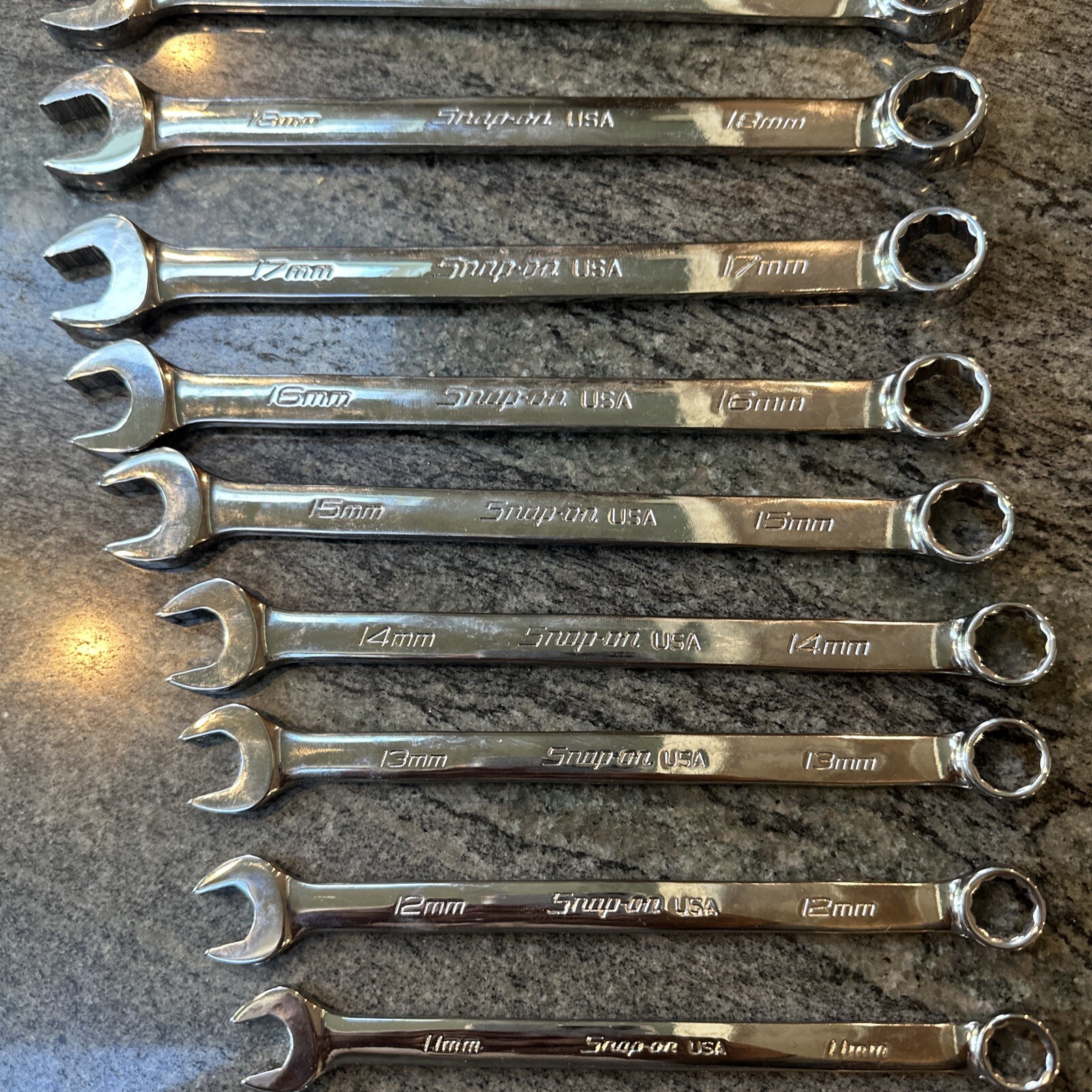 Snap-on 19pc master metric flank drive plus combination wrench set 7-25mm