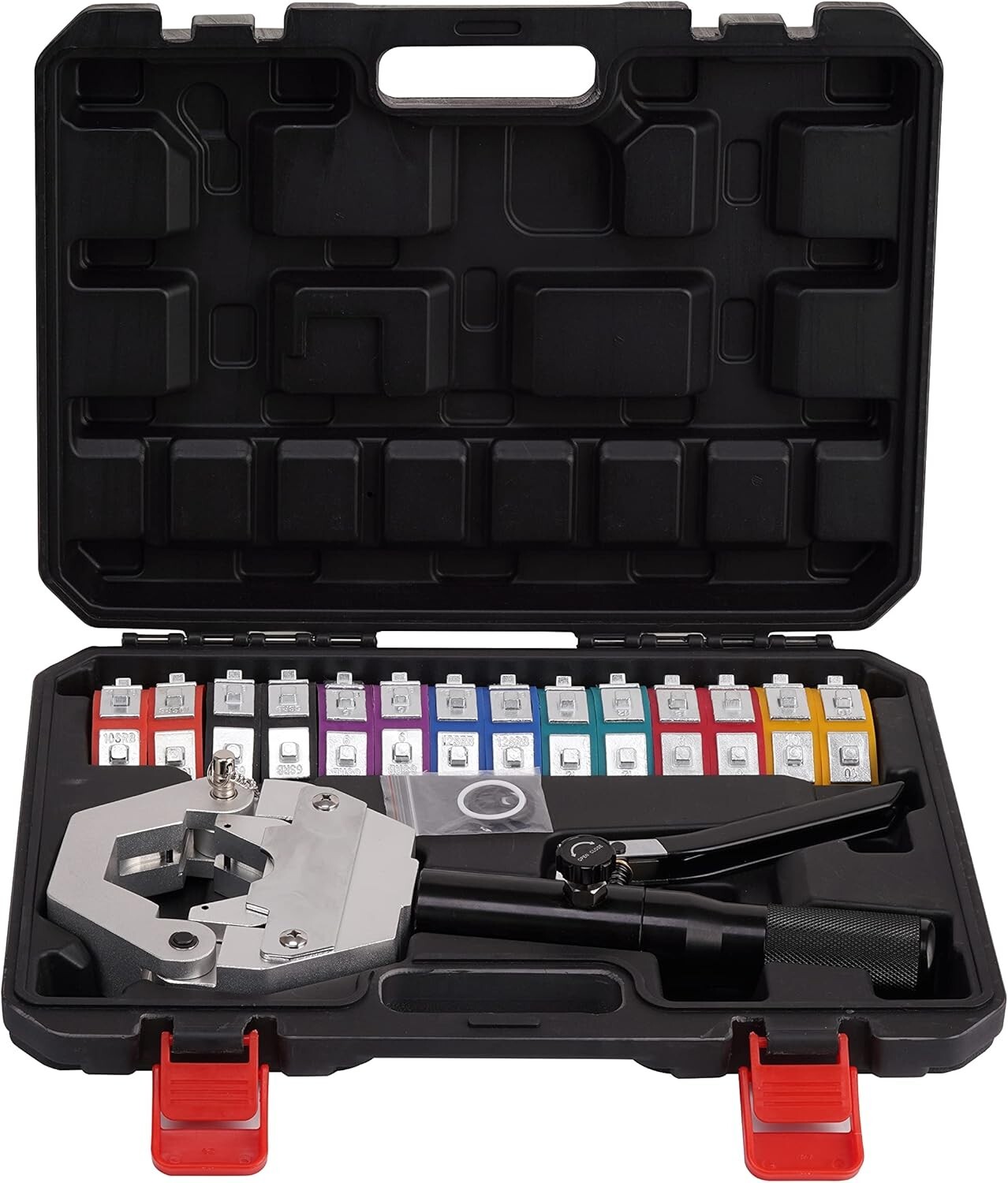 Ergonomic Hydraulic Hose Crimper Kit – Manual A/C Crimping Tool with Dies