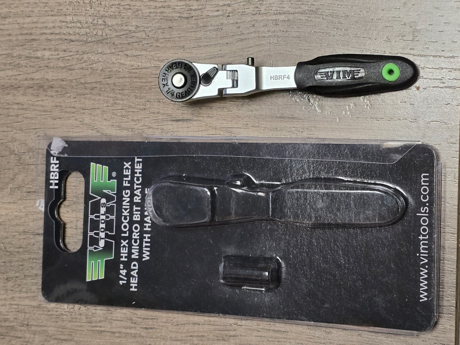 VIM 1/4″ Hex Reversible Micro Locking Flex Head Ratchet w/1/4 Sq Adapter #HBRF4