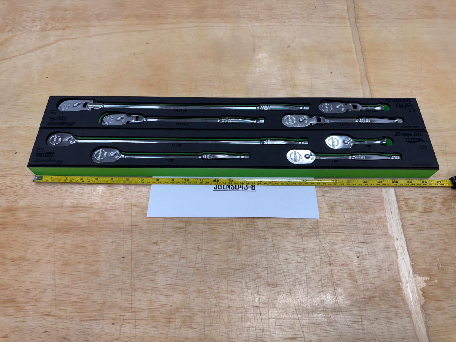 Snap-on Tools USA NEW GREEN 8pc 3/8″ Drive Chrome Fixed & Flex Ratchet Foam Sets