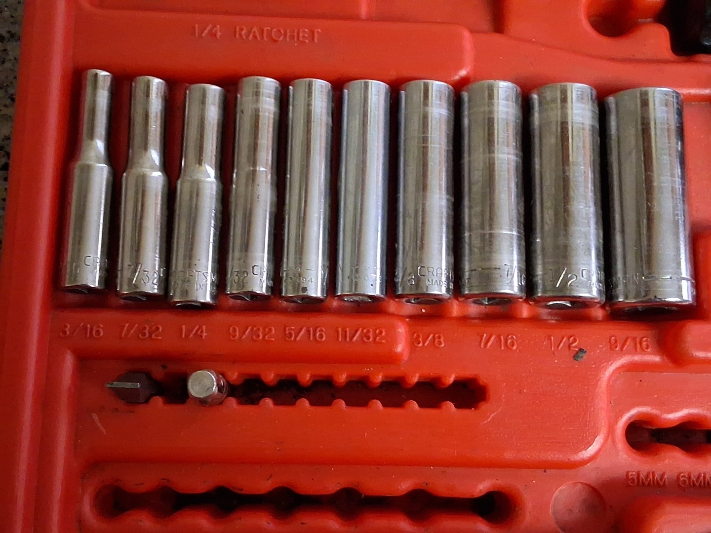 Craftsman Mechanics Socket Wrench Set Drawer Metric & SAE G, V, EE 1/4″ Dr