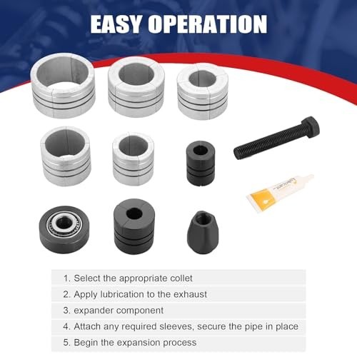 Exhaust Pipe Expander Tool Set 1-5/8″ to 4-1/4″ – Muffler Spreader Kit with Case