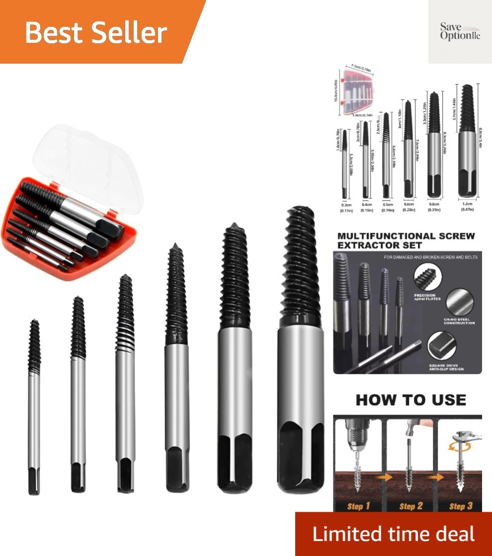 6 pcs screw extractor set, made of Cr-Mo, bolt extractor, spiral groove bolt …