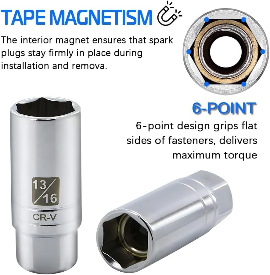 High Performance Magnetic Spark Plug Socket Set – Easy Installation, 5 Pieces
