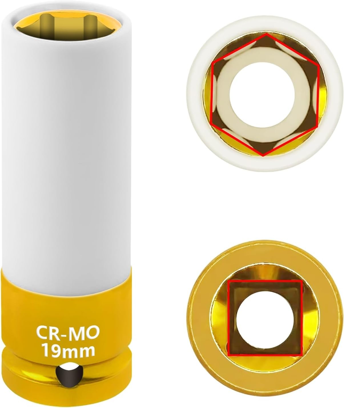 19mm Alloy Steel Impact Socket w/ Scratch-Resistant Sleeve for Wheels & Lug Nuts