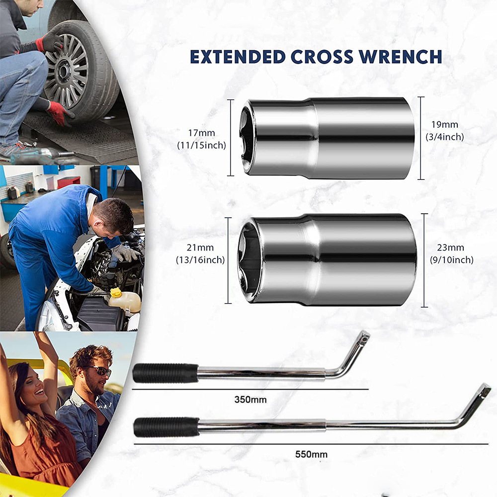 1719 21 23mm Wheel Lug Wrench Standard Sockets Telescoping Extendable Brace Tire