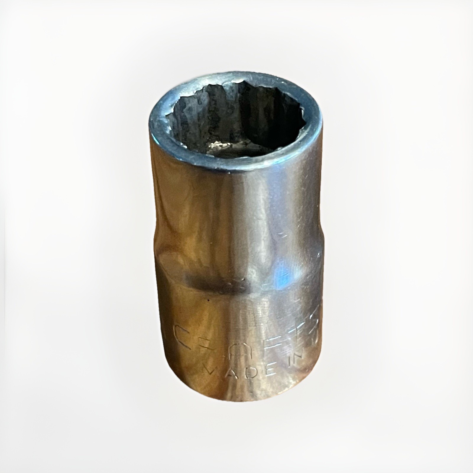 Craftsman Vintage 1/2″ Drive 15MM 12 Point Shallow Socket Metric EE 44236 USA