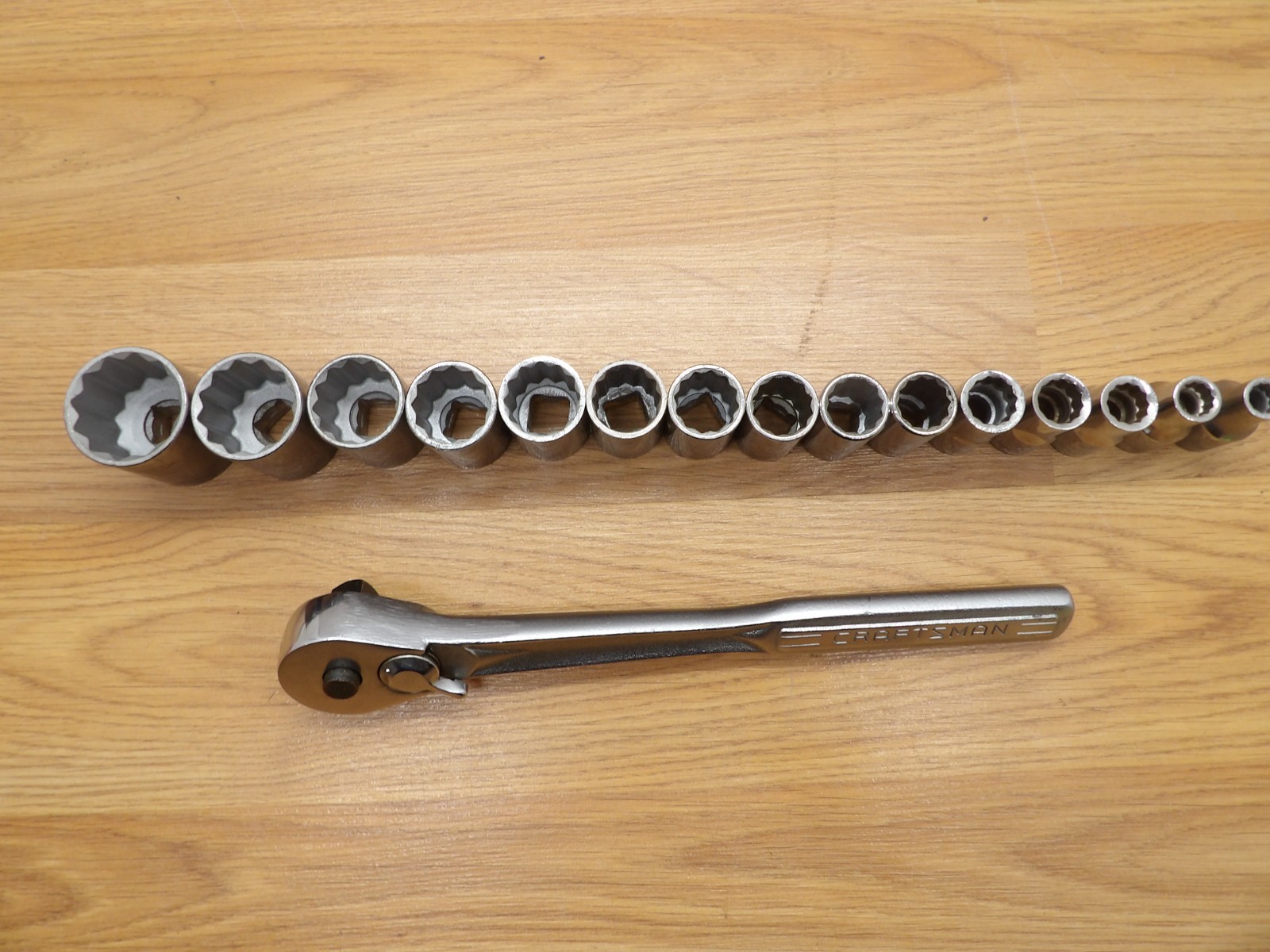 Craftsman 1/2″ Drive 12pt Metric Shallow Socket Set 15 pc (9- 30mm) USA +Ratchet