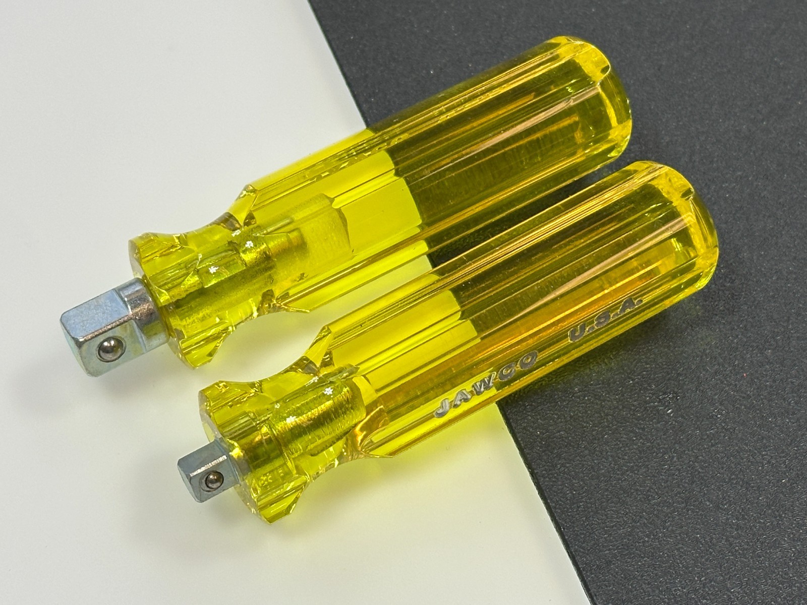 2pc NOS Jawco Tools USA Made 1/4 3/8″ Drive Socket Spinner Handles Yellow Handle