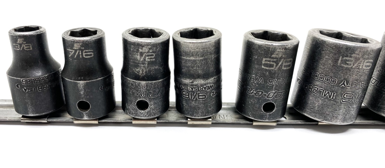 Snap-On USA 9pc SAE 1/2″ Drive 6 Pt Impact Shallow Socket Set 3/8″ to 1″ Tools