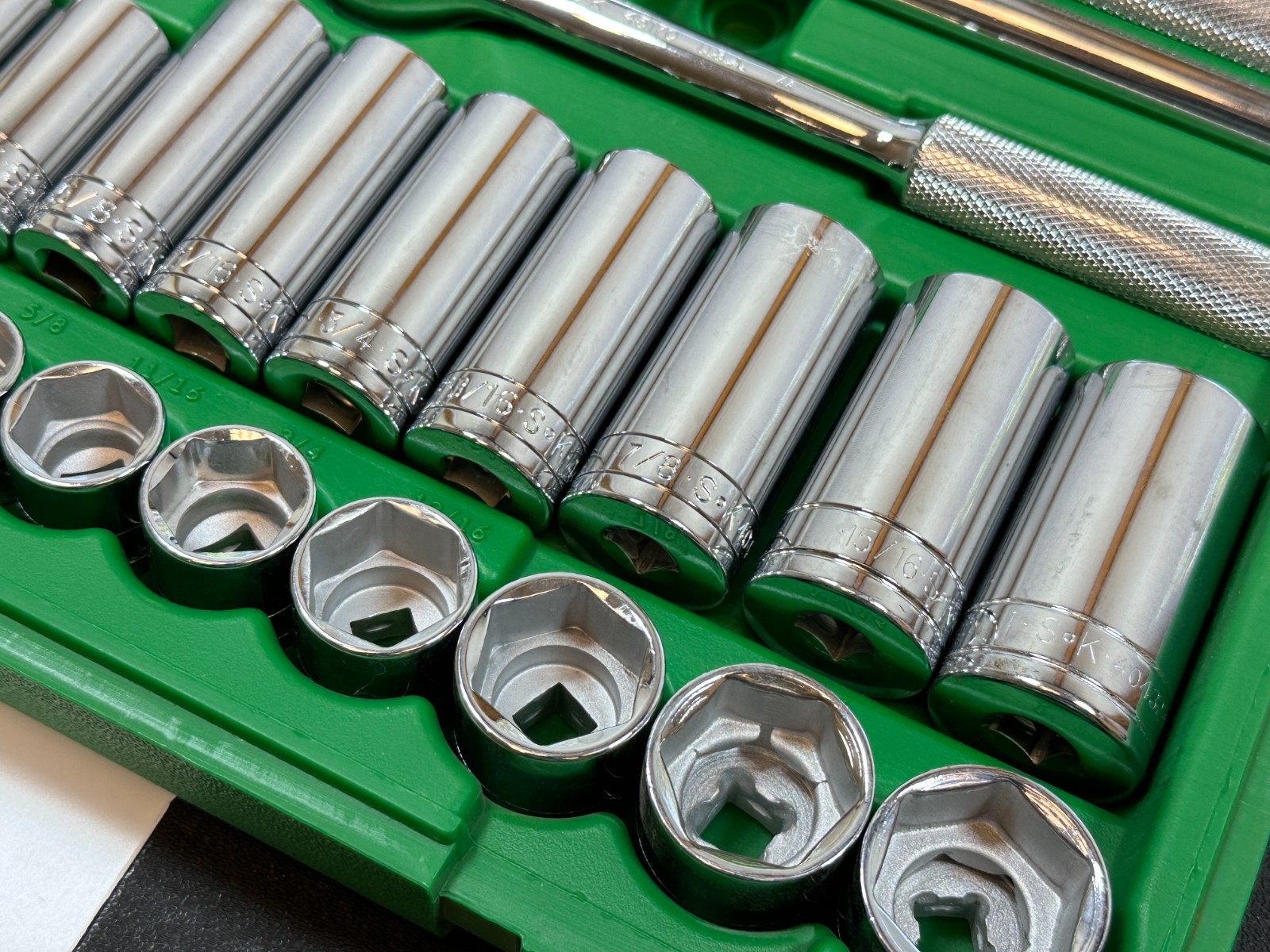 🇺🇸NEW SK Tools USA 4532 32pc 3/8” Drive SAE Deep Shallow Socket Ratchet Set