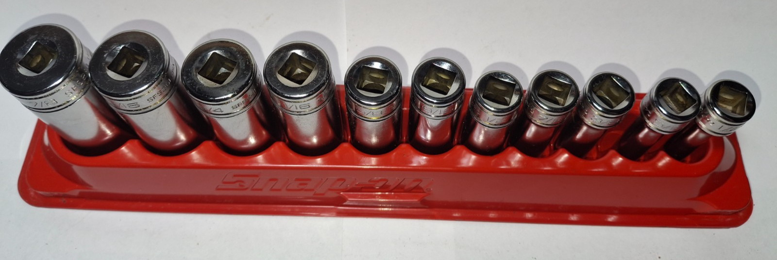 Snap-on Tools 211SFSY 11pc 3/8” DR. Deep Well 6pt Socket Set 1/4″-7/8″