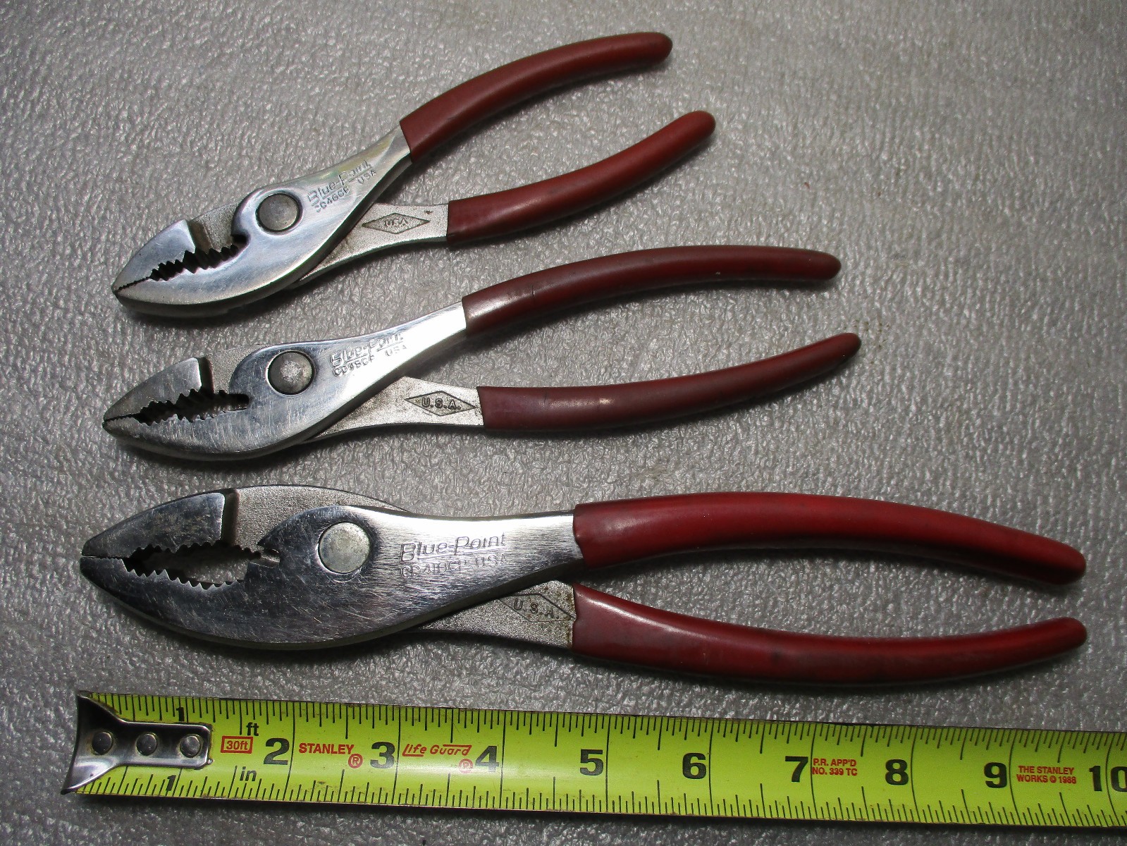 🇺🇸 Blue-Point Complete 3-Piece Pliers Set USA Made Red 10, 8, & 6″ Slip Joint