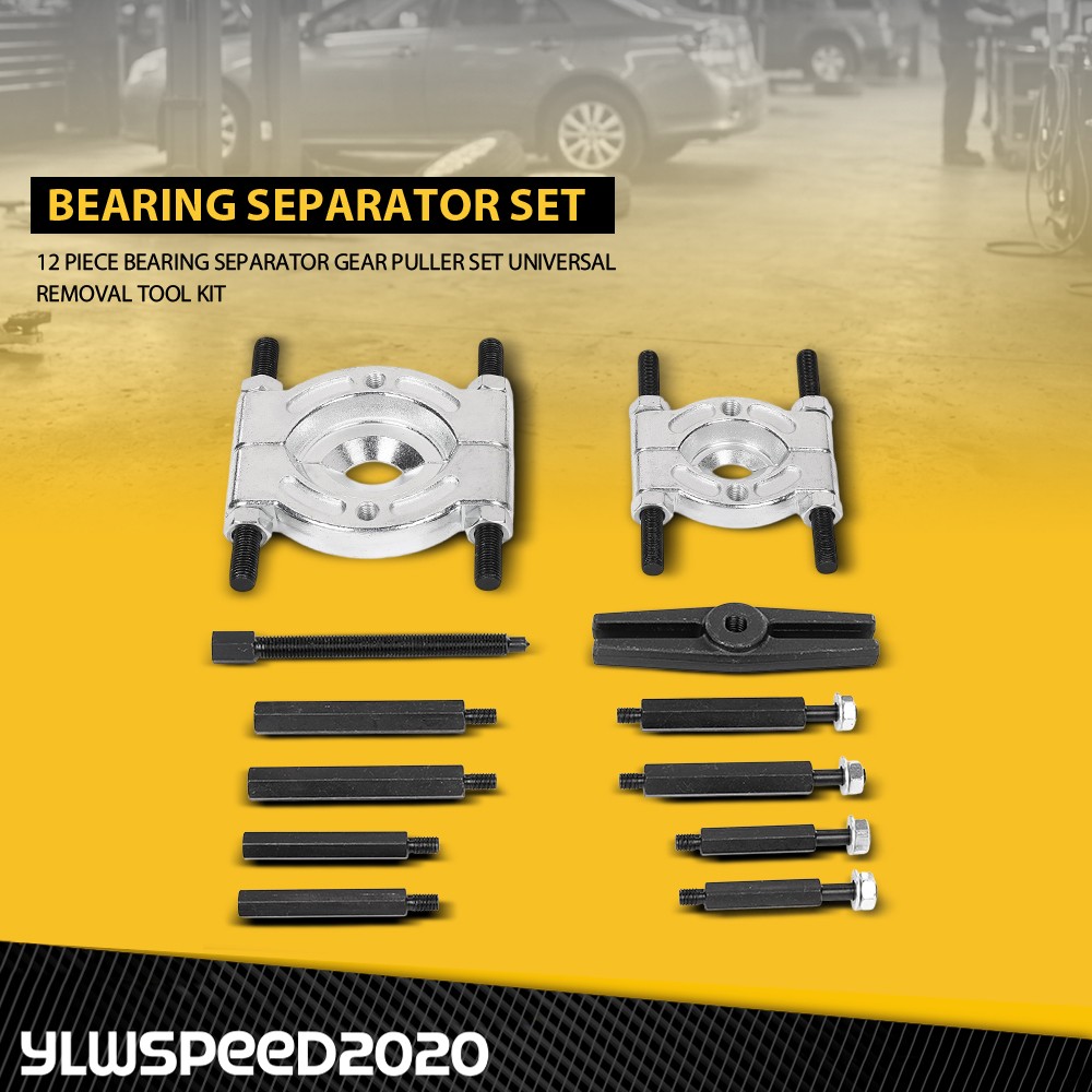 12PCS Bearing Separator Set 5-Ton Fly Wheel Separator W/ Gear Hub Puller Tool