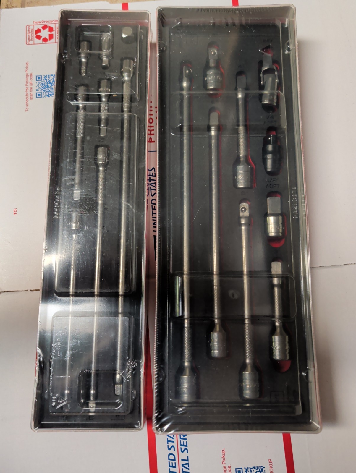 Snap On tools 3/8, 1/4 Extension Sets In Foam Nib 17pcs BOGO 108tmxafr 209afxafr