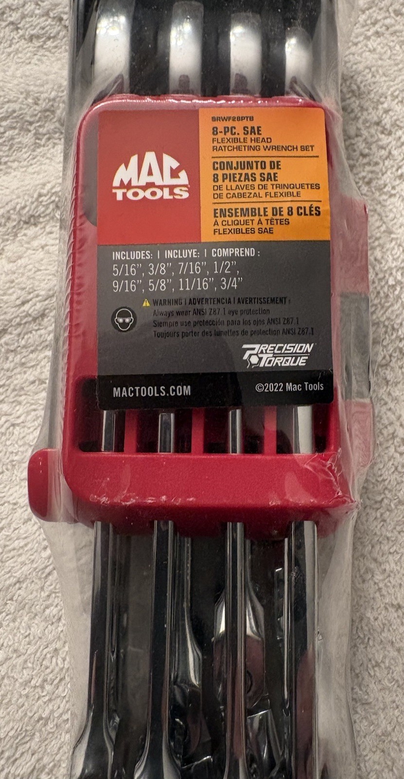 Mac Tools 8 Pc. 12 Pt. SAE Flexible Head Ratcheting Wrench Set