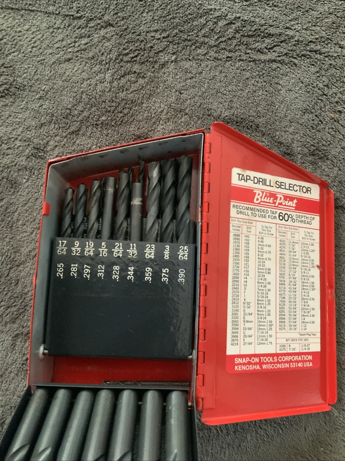 Blue Point Drill Bit Set, Missing 1….see Description….