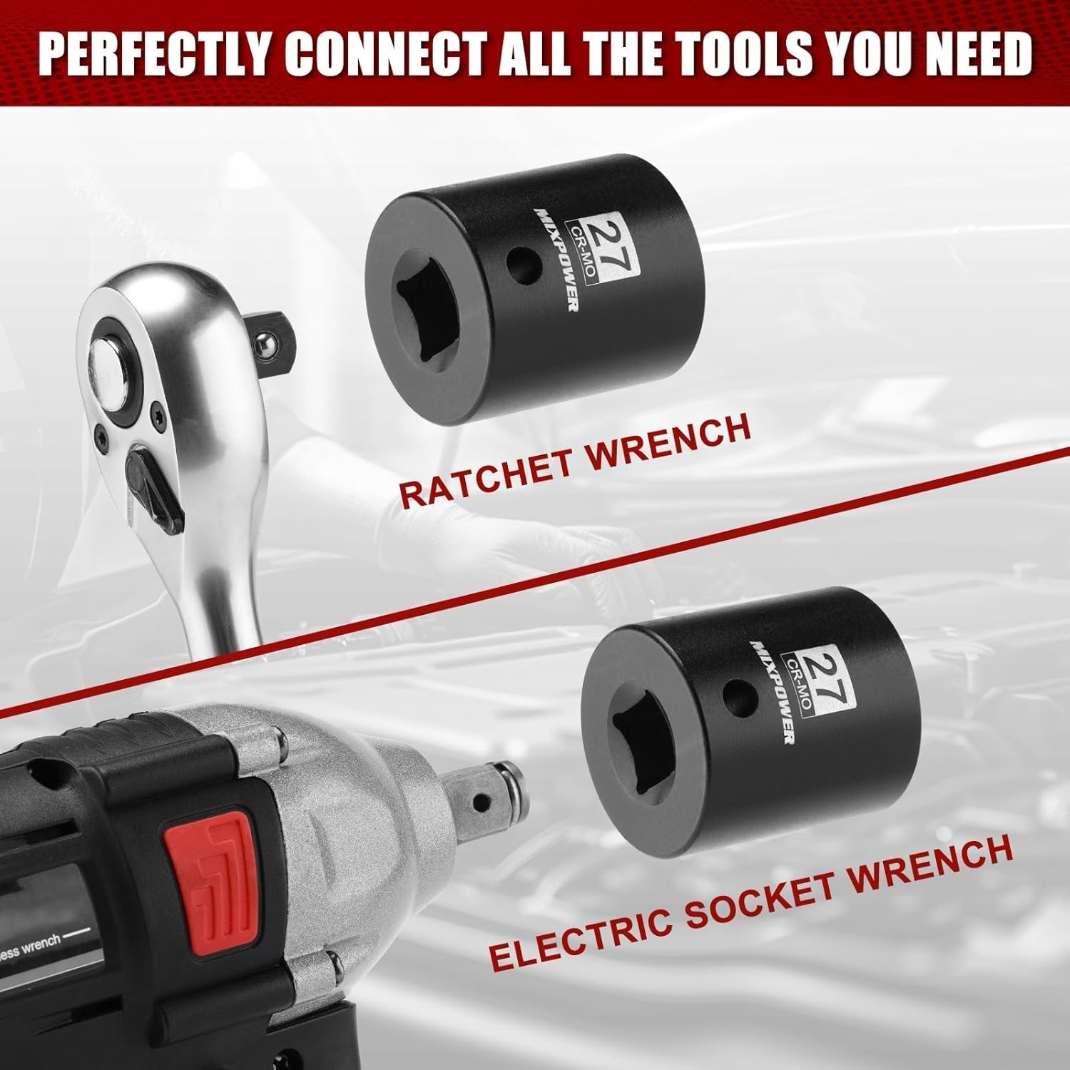 Professional 27mm Chrome Molybdenum 1/2″ Drive Shallow Socket for Impact Drivers