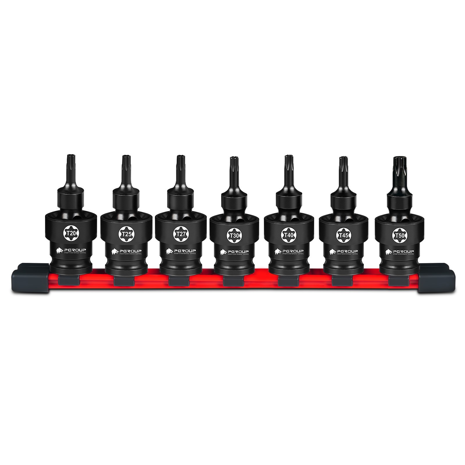 7PCS 3/8″ Drive Universal Swivel Impact Torx Socket Set, T20-T50, CR-MO Steel