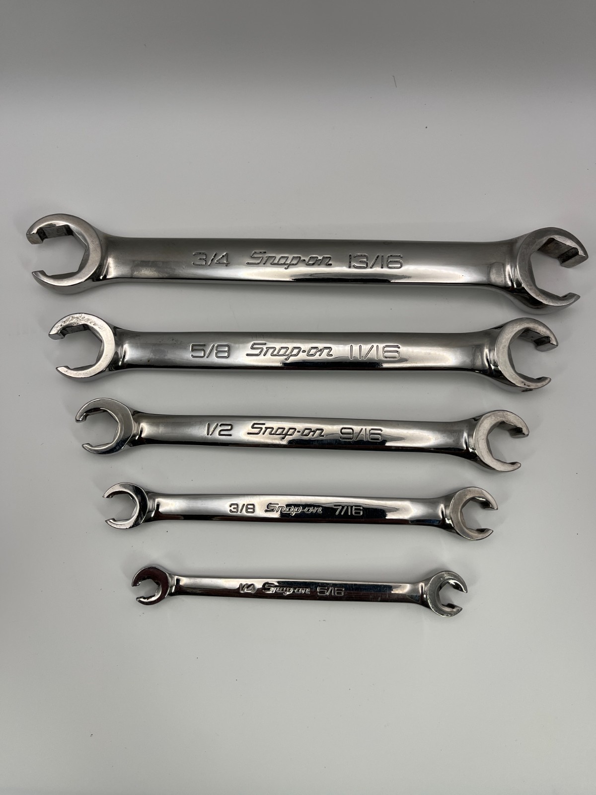 Snap On SAE Double End Flare Nut Wrench Set 6-Point 5pc 1/4″–13/16″ RXFS605B USA
