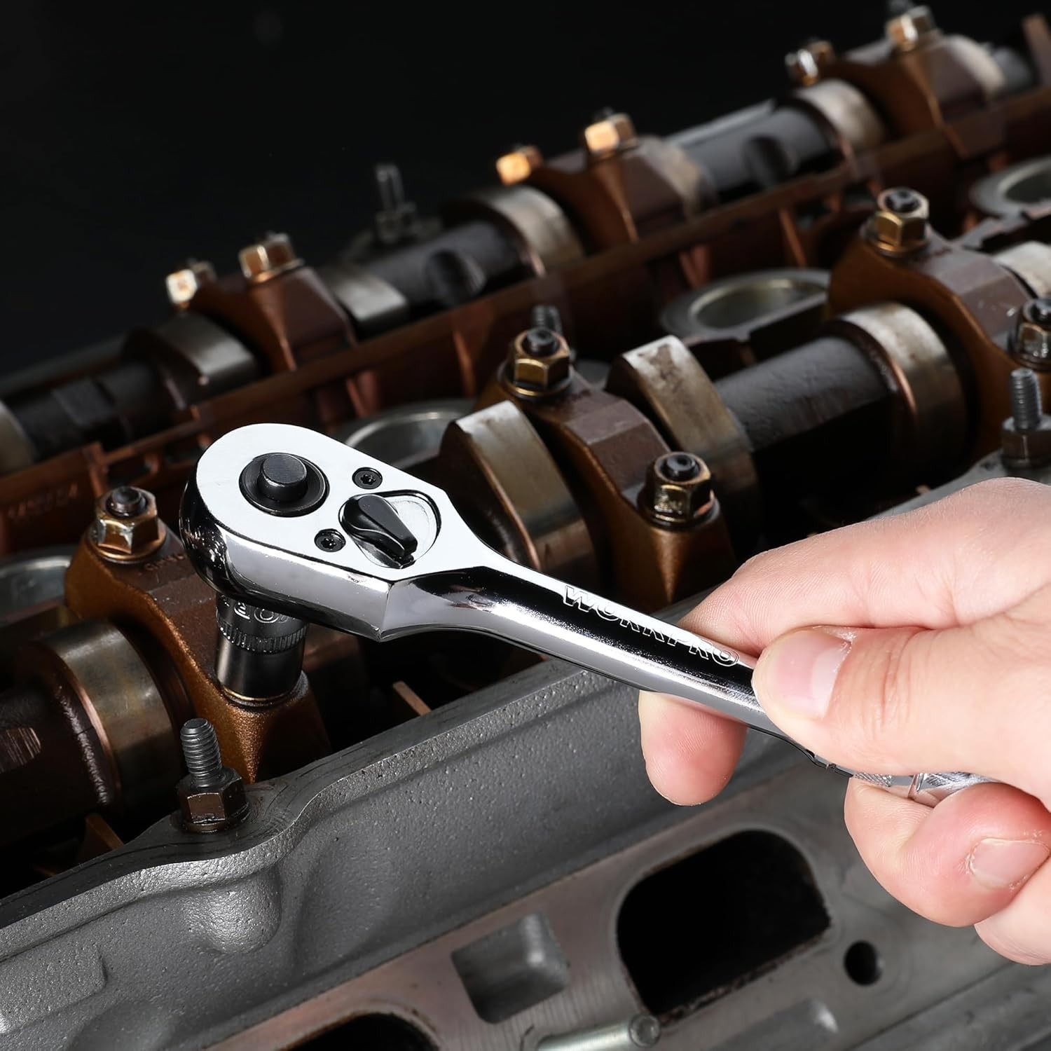 3/8-Inch Drive Ratchet, Quick-Release Reversible Ratchet Wrench, 72-Tooth 3/8…