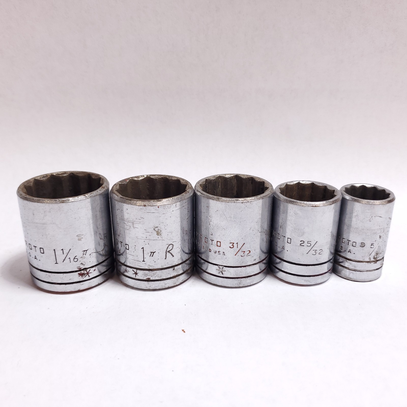 Proto 5 pc. 1/2″ Drive Shallow Sockets 1-1/16 – 5/8 12-point