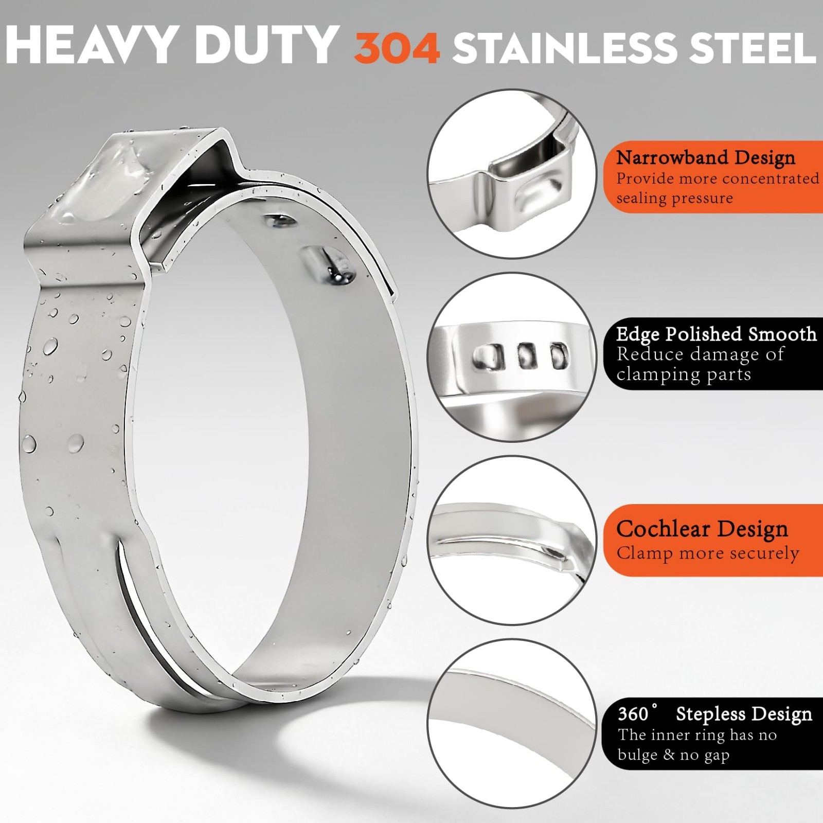 560PCS Stainless Steel Hose Clamps Kit, 22 Sizes 5.3-36.1mm with Pliers for Plum