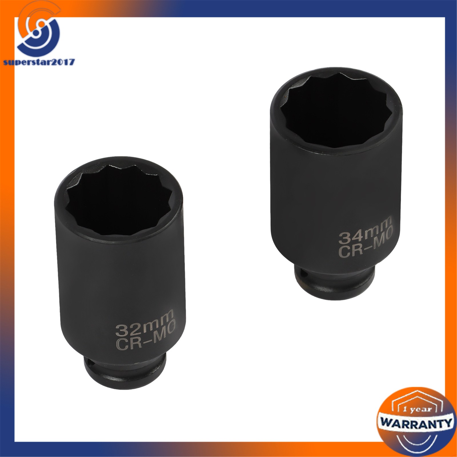 1/2″ Impact Socket Set 12Point 1″ to 1-1/2″Drive Deep Spindle Axle Nut 8PCS