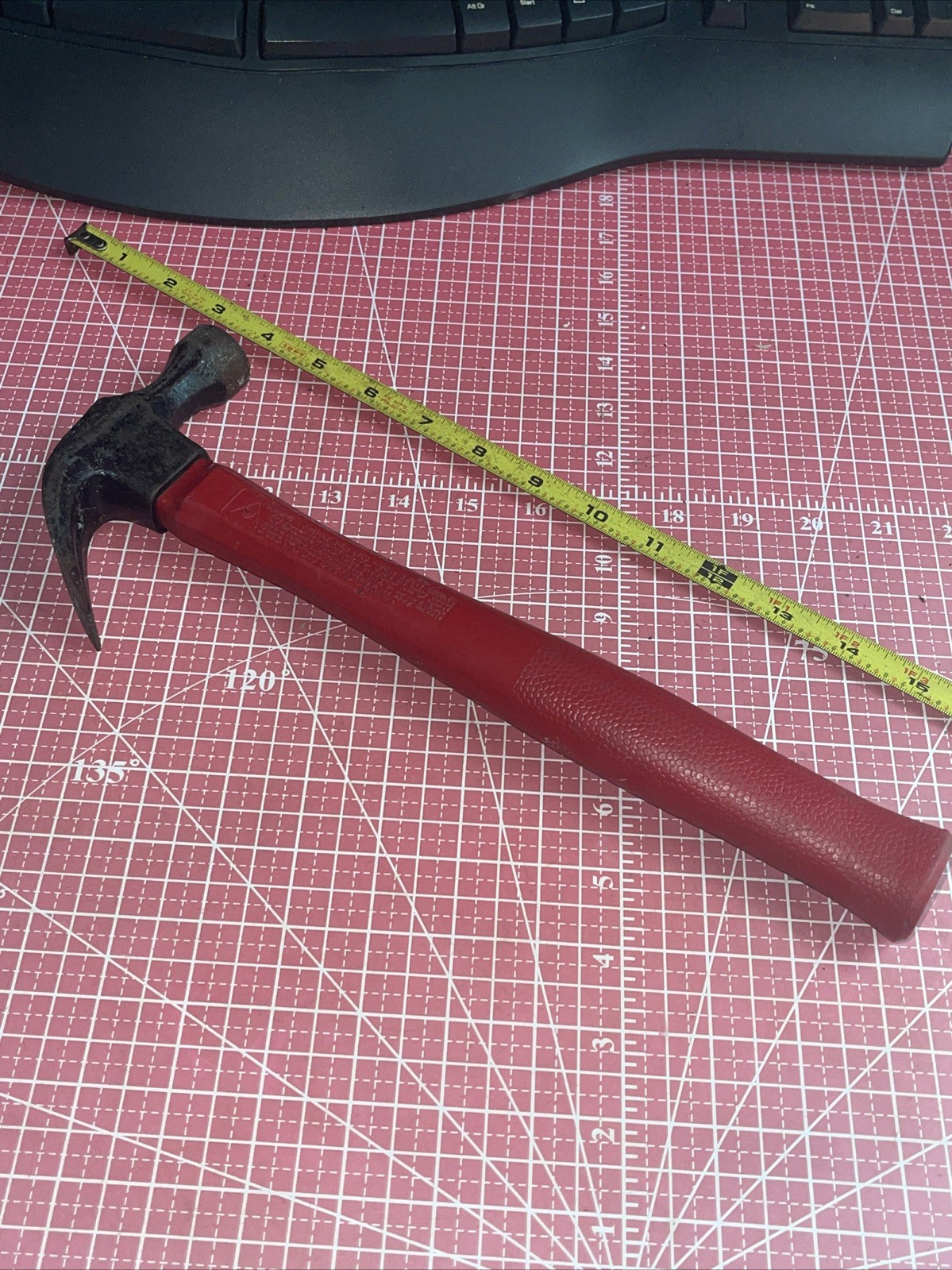 Vintage Stanley USA 13 In Red Fiberglass Handle Claw Hammer 1.9 Lb USA 🇺🇸 13”