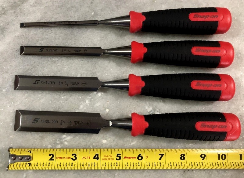 New Snap-on Tools RED 4pc Composite Handle Soft Grip Chisel Set CHSL400