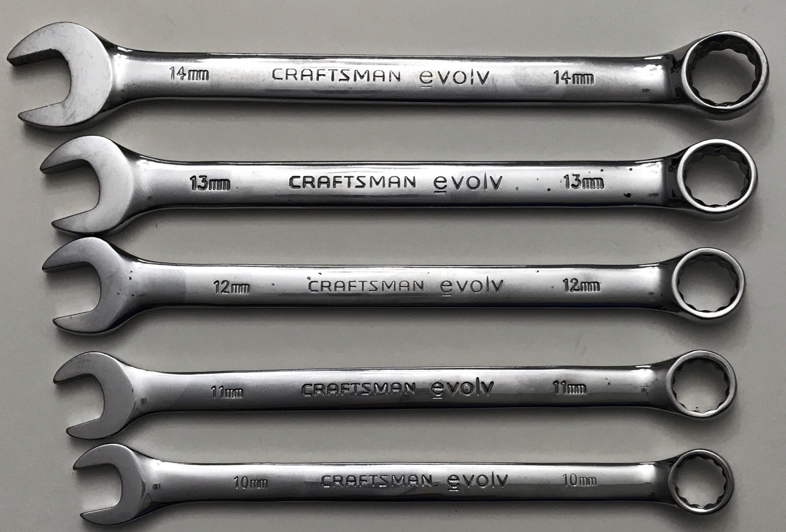 Craftsman 5 pc Combination Metric Wrenches 10mm-14mm evolv 12 point