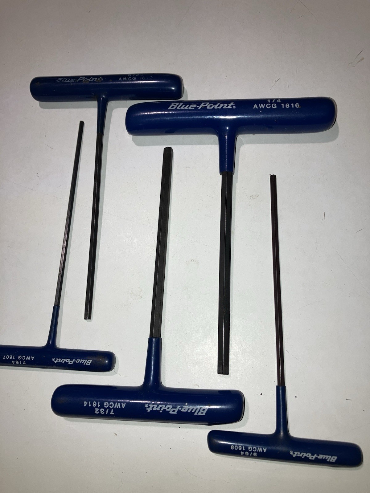 5 Piece Blue Point 6 point SAE Blue Handle Hex Allen Key T Handle AWCG