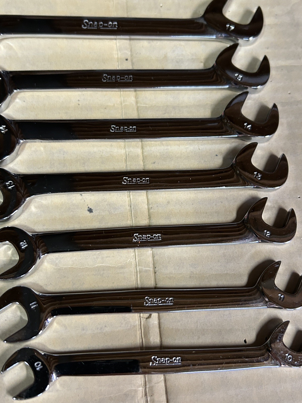 Snap-on Tools 7pc Metric 10mm-17mm 4-Way Angle Head Open End Wrench Set