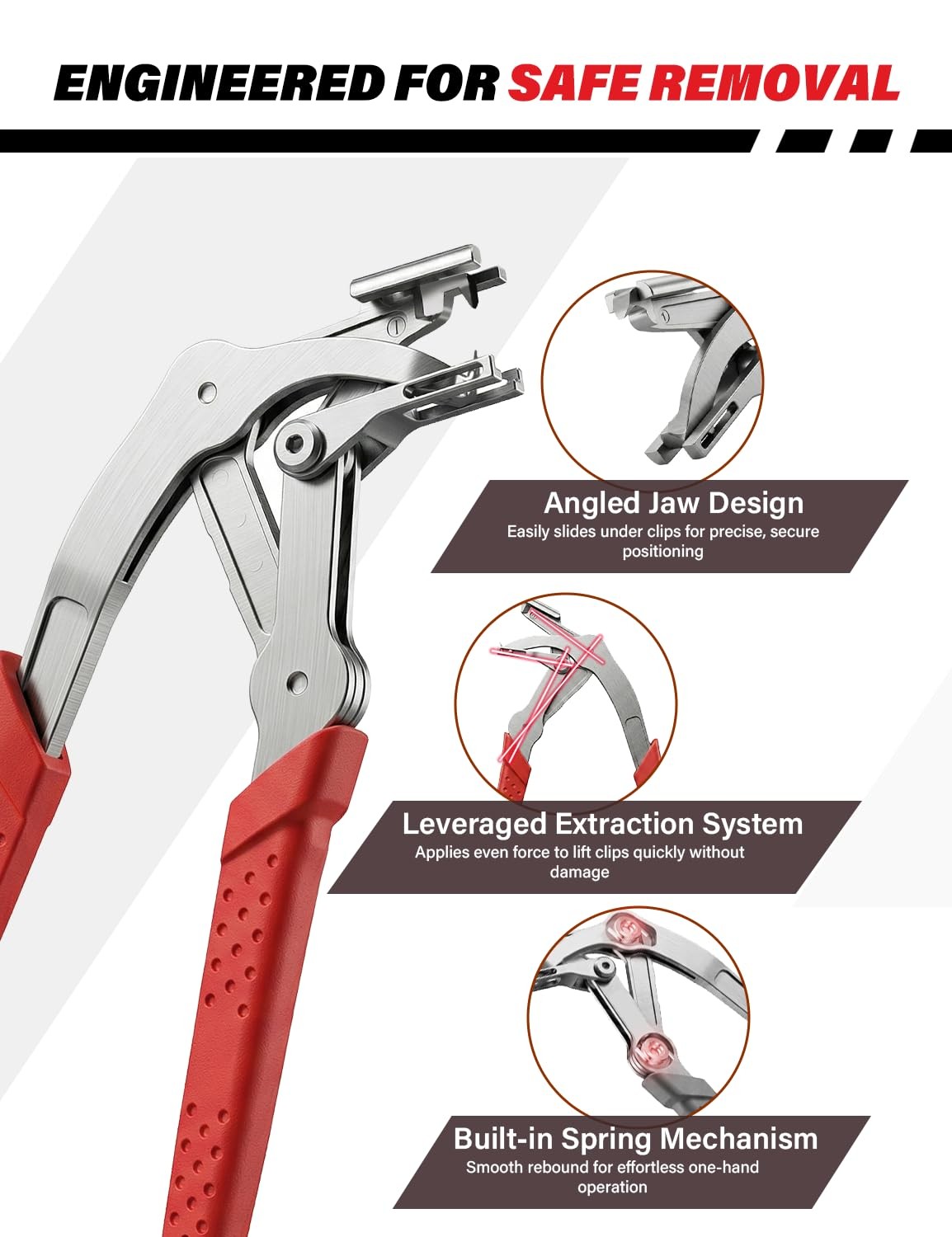Auto Fastener Clip Removal Pliers, Car Trim & Door Panel Red