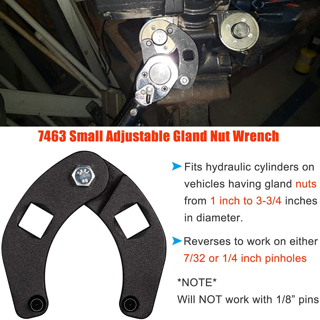 1266+7463 Universal Adjustable Gland Nut Wrench Spanner For Hydraulic Cylinders